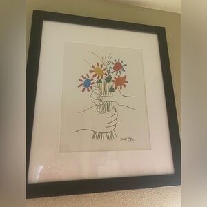 PABLO PICASSO “Le Bouquet de Fleurs Bouquet of Peace” Vintage Lithograph Framed